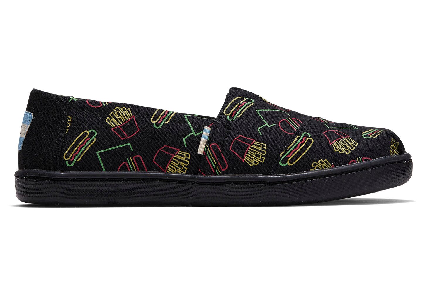 Toms Classics Late Night Snacks Glow In The Dark Print - Kids Alpargata Espadrilles - Black - NZ - 3